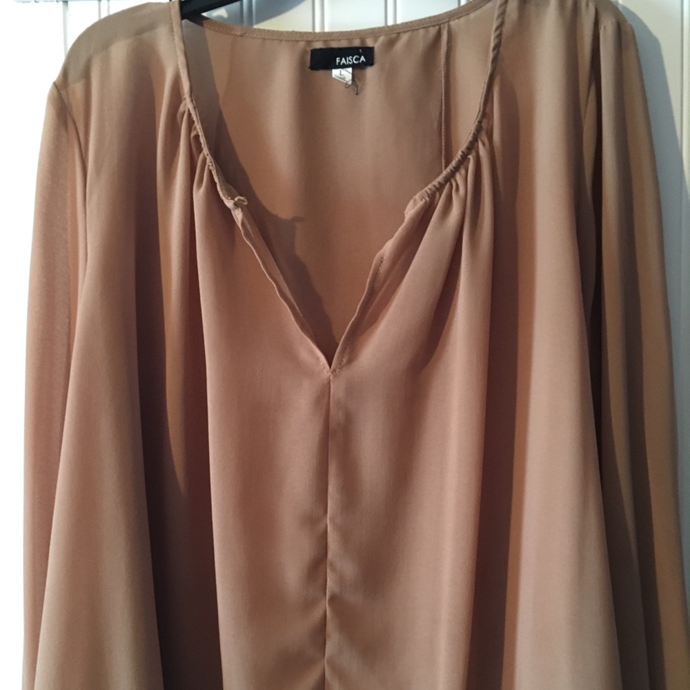 Flowy Blouse with Beaded Long Sleeve Detail